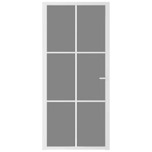 vidaXL Porta Interna 93x201,5 cm Bianca in Vetro ESG e Alluminio