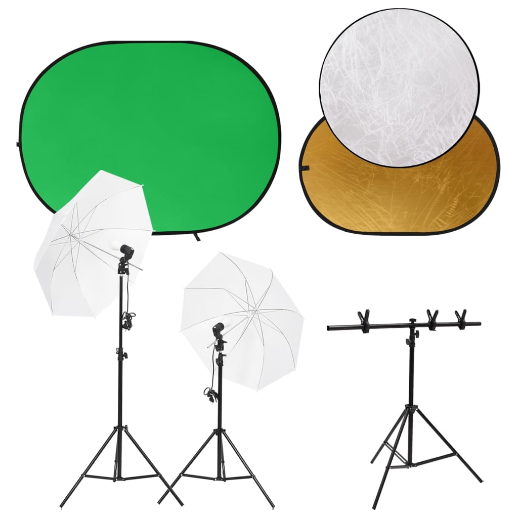 vidaXL Kit Studio Fotografico con Luci Fondale e Riflettore