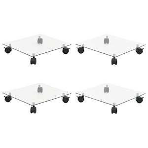 vidaXL ratastega taimealus 4 tk, 35x35 cm, karastatud klaas, kandiline