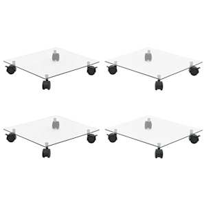 Vozički za rastline 4 kosi 35x35 cm kaljeno steklo kvadratni