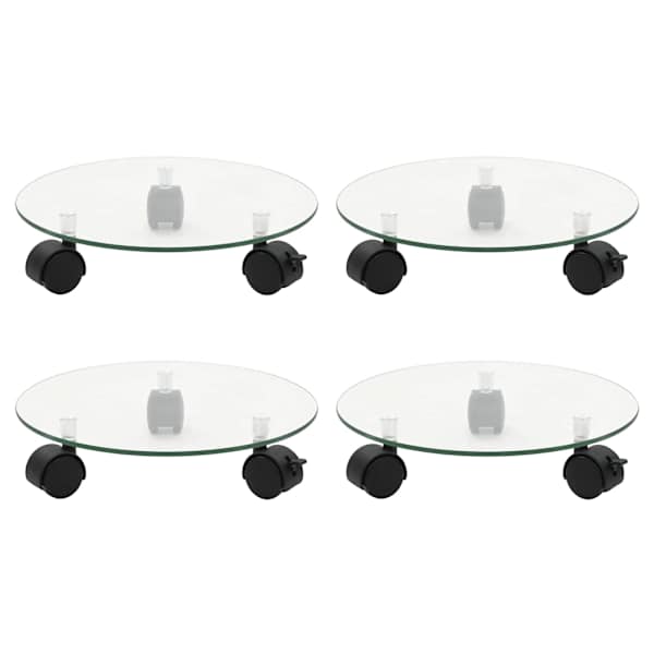 vidaXL ratastega taimealus 4 tk, 28 cm, karastatud klaas, &uuml;mmargune