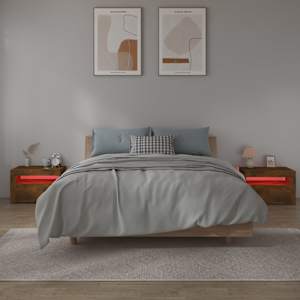 Noční stolky 2 ks s LED osvětlením kouřový dub 60 x 35 x 40 cm - obrázek 10