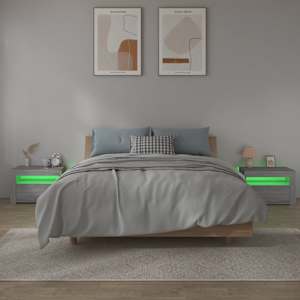 Noční stolky 2 ks s LED osvětlením šedé sonoma 60 x 35 x 40 cm - obrázek 9