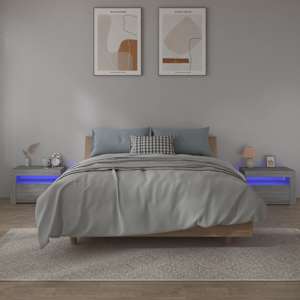 Nočna omarica 2 kosa LED siva sonoma 60x35x40 cm