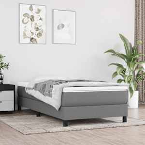 Box spring postelja z vzmetnico temno siva 90x190 cm blago