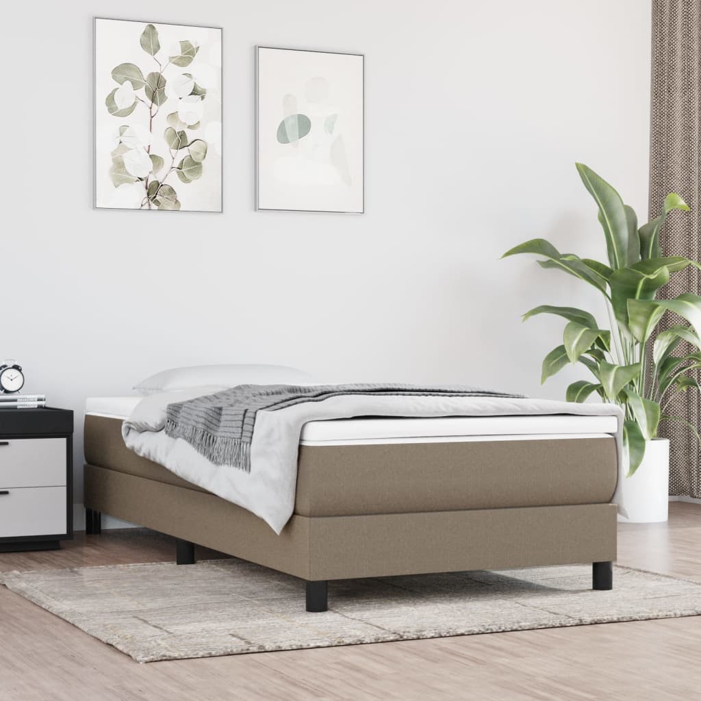 vidaXL Boxspringbett mit Matratze Taupe 90x190 cm Stoff