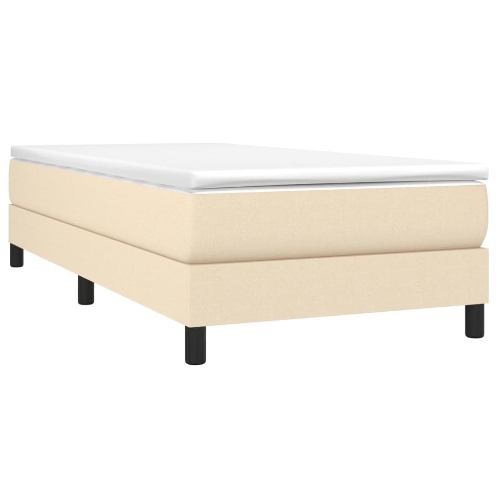 Krémszínű szövet rugós ágy matraccal 90 x 190 cm 