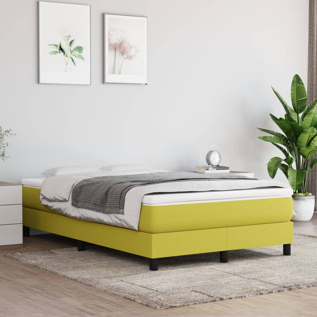 vidaXL Cama com molas/colchão 120x200 cm tecido verde
