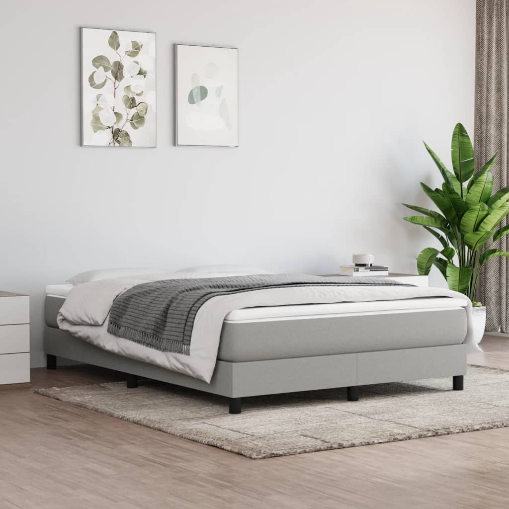 Világosszürke szövet rugós ágy matraccal 140 x 190 cm 