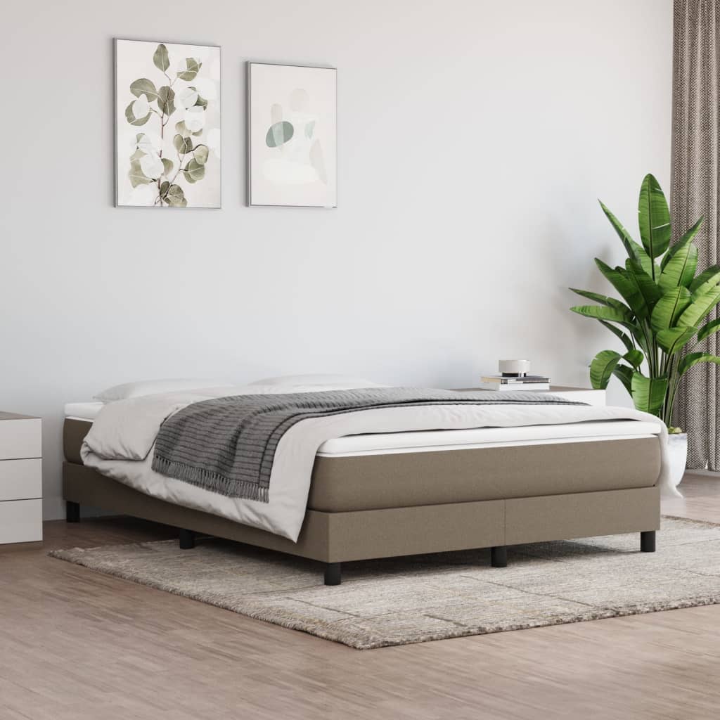 vidaXL Boxspringbett mit Matratze Taupe 140x190 cm Stoff