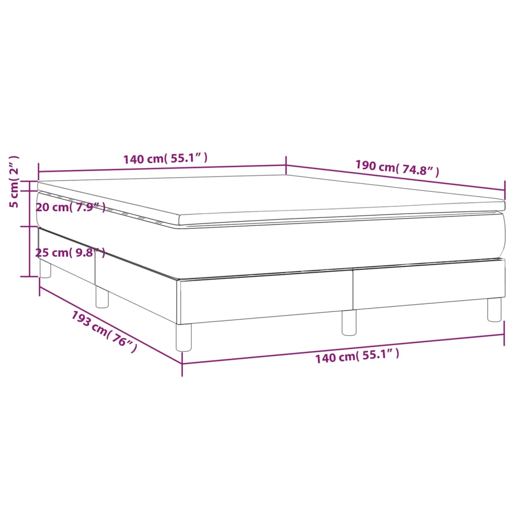 Pat box spring cu saltea, crem, 140x200 cm, textil