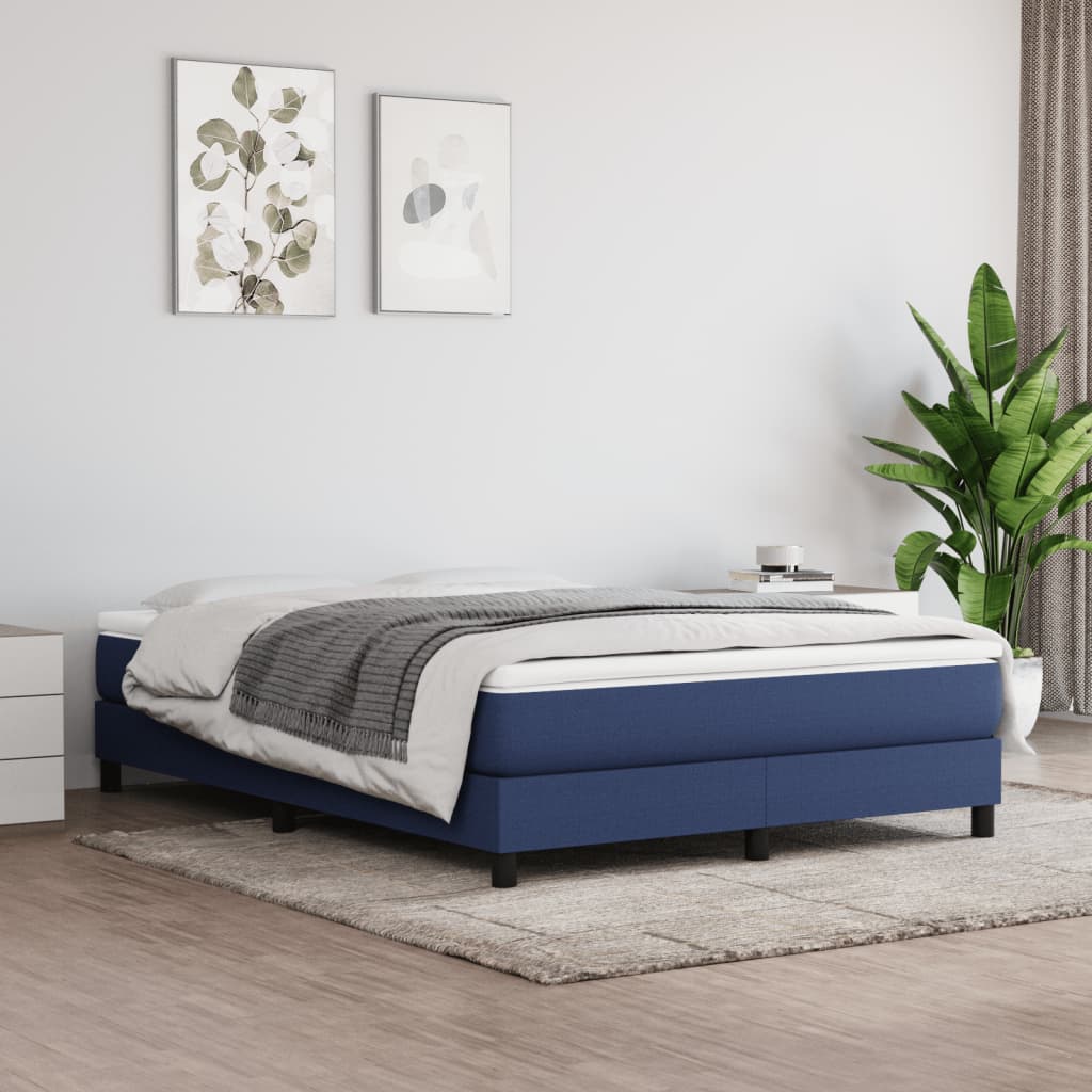 Box spring postel s matrací modrá 140x190 cm textil