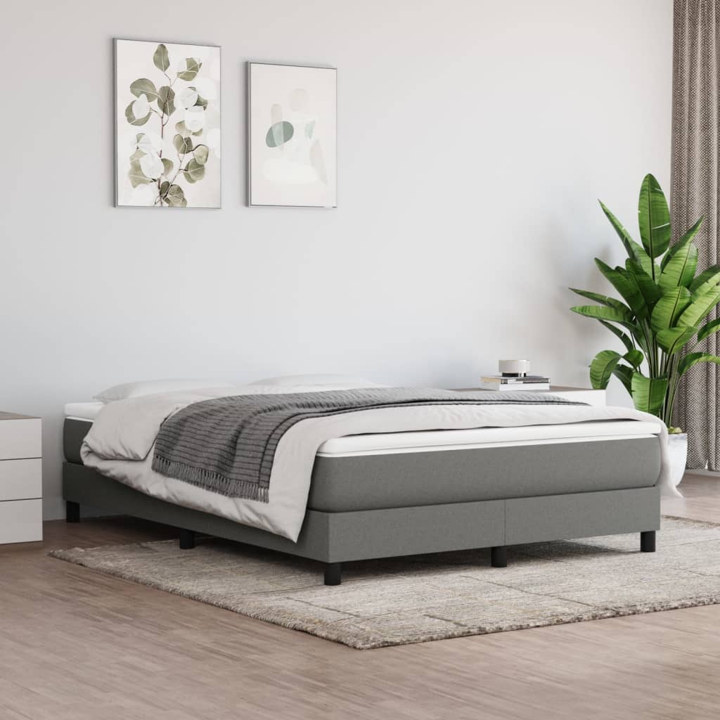 Sötétszürke szövet rugós ágy matraccal 160 x 200 cm 