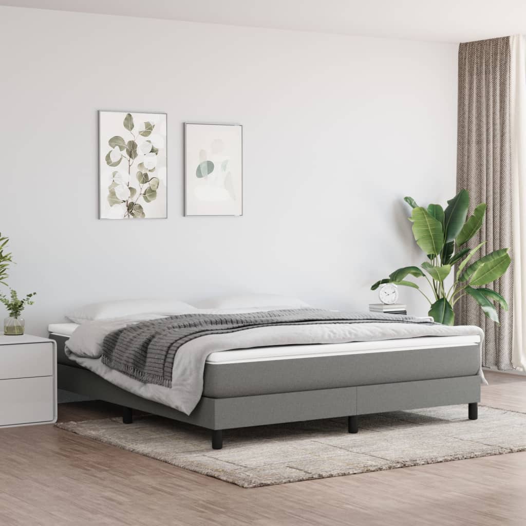 vida XL Boxspringbett mit Matratze Dunkelgrau 180x 200 cm Stoff