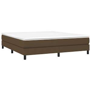 vidaXL Cama box spring con colch&oacute;n tela marr&oacute;n oscuro 180x200 cm