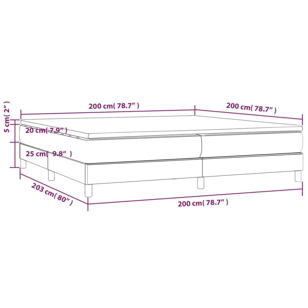 Box spring postelja z vzmetnico temno rjav 200x200 cm blago