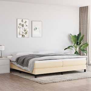 Box spring postel s matrací krémová 200x200 cm textil - obrázek 1