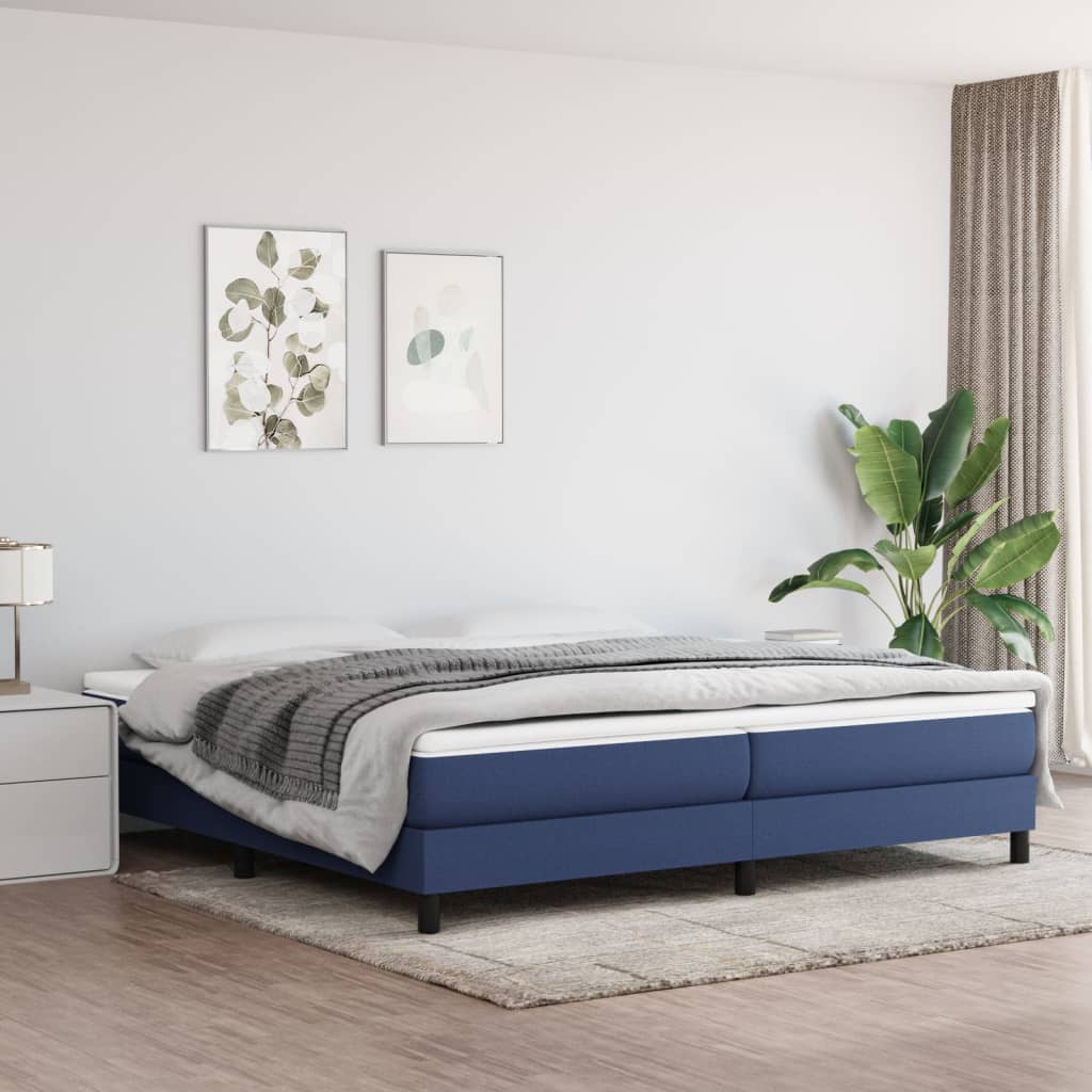 Lit à sommier tapissier avec matelas Bleu 200x200 cm Tissu