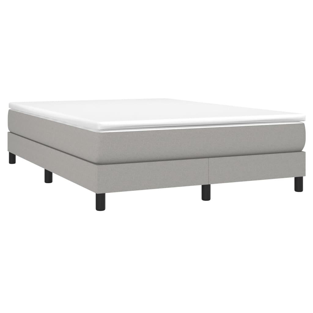 vidaXL Box Spring Bed with Mattress Light Gray 53.9"x74.8" Full Fabric