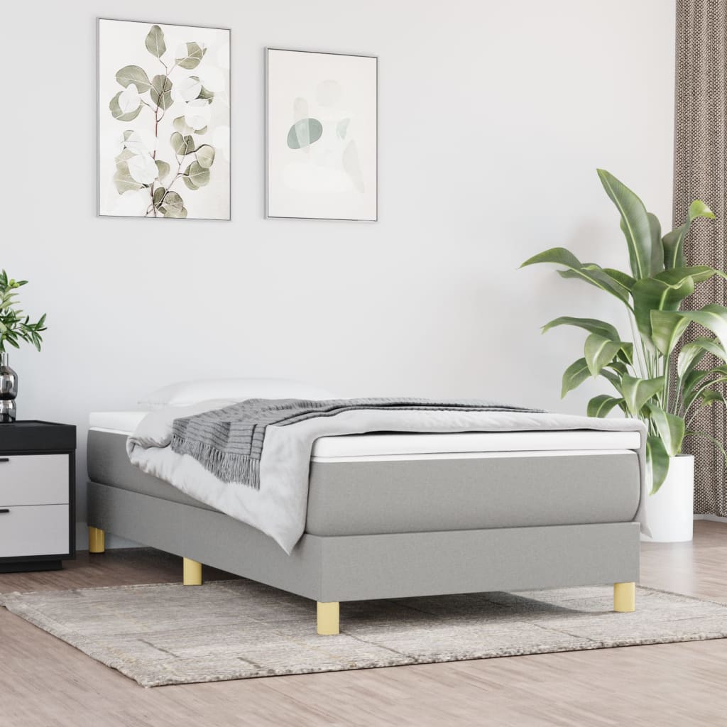 vidaXL Pat box spring cu saltea, gri deschis, 80×200 cm, textil vidaXL imagine 2022