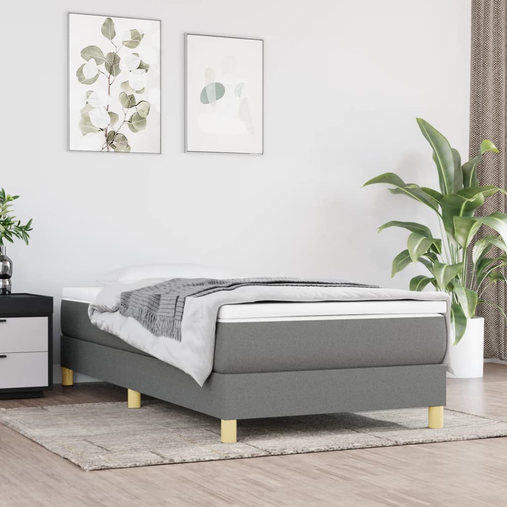 Box spring postel s matrací tmavě šedá 80 x 200 cm textil