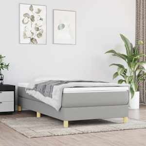 Box spring postelja z vzmetnico svetlo siva 90x190 cm blago