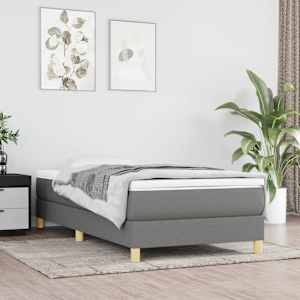 Box spring postelja z vzmetnico temno siva 90x190 cm blago