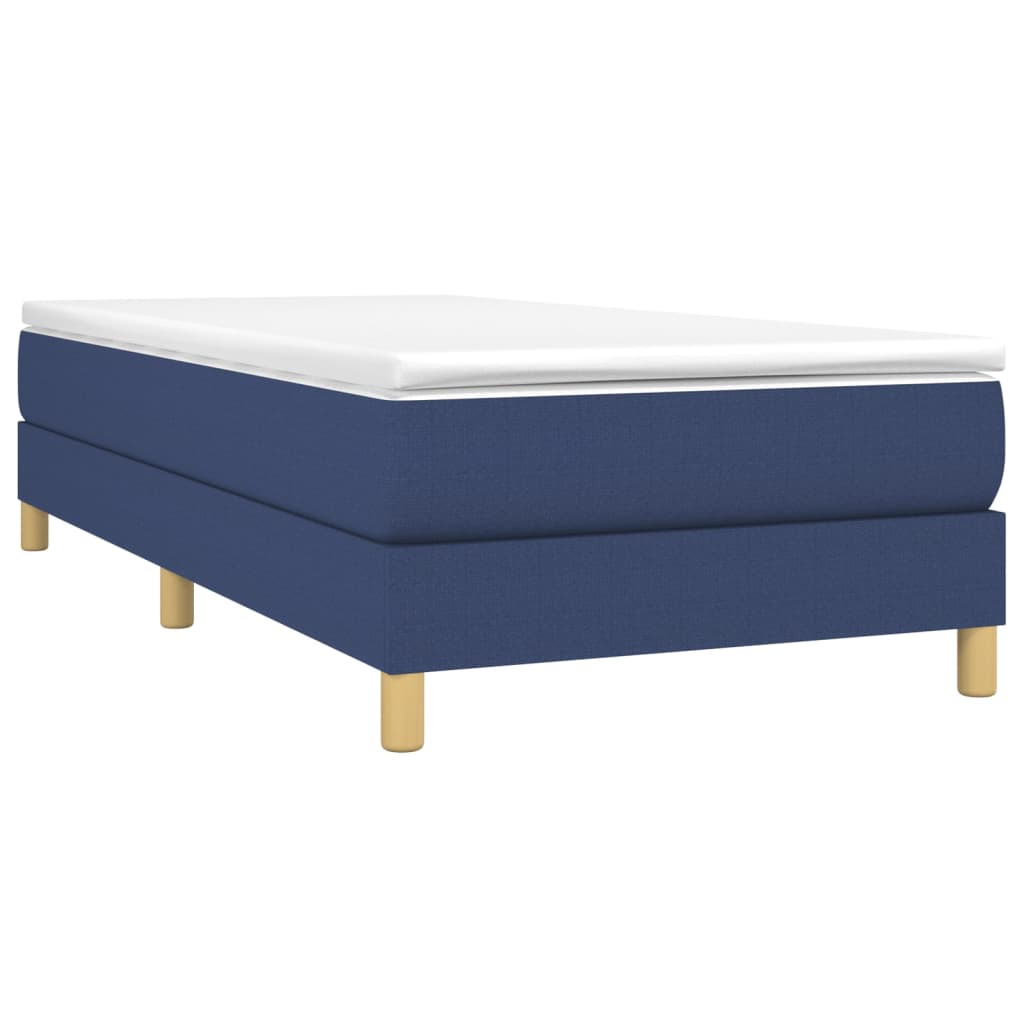 vidaXL Boxspring met matras stof blauw 90x190 cm afbeelding