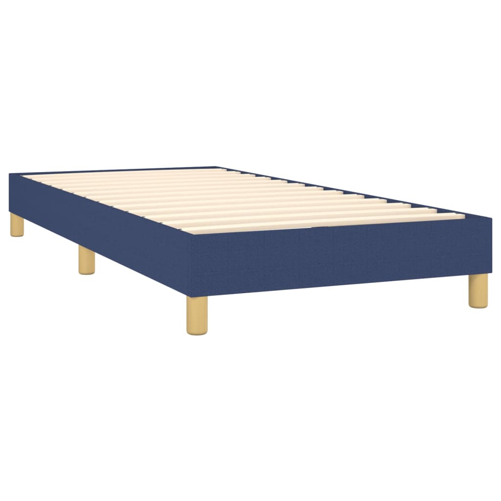 Box spring postelja z vzmetnico moder 90x190 cm blago