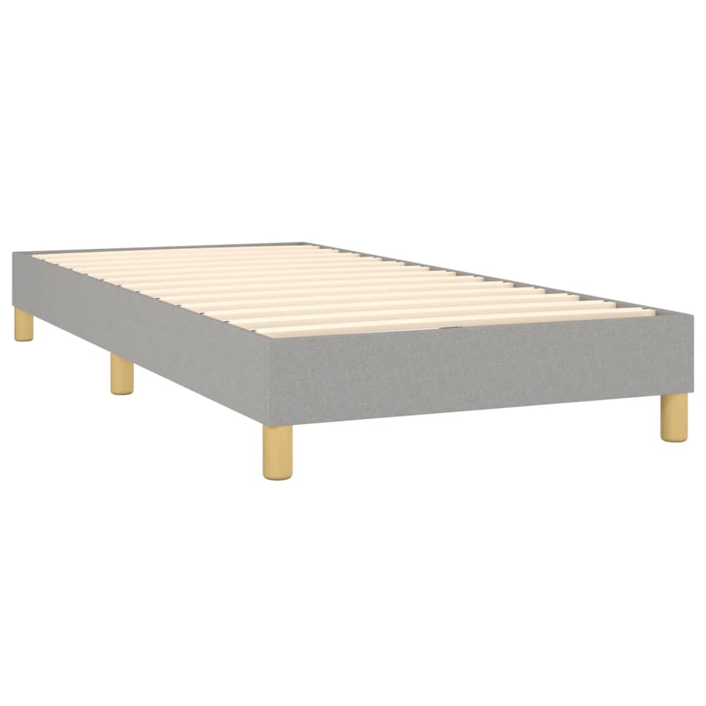 Világosszürke szövet rugós ágy matraccal 90 x 200 cm 