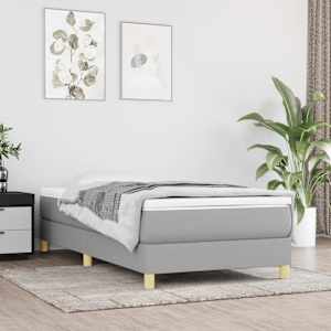 Box spring postelja z vzmetnico svetlo siva 90x200 cm blago