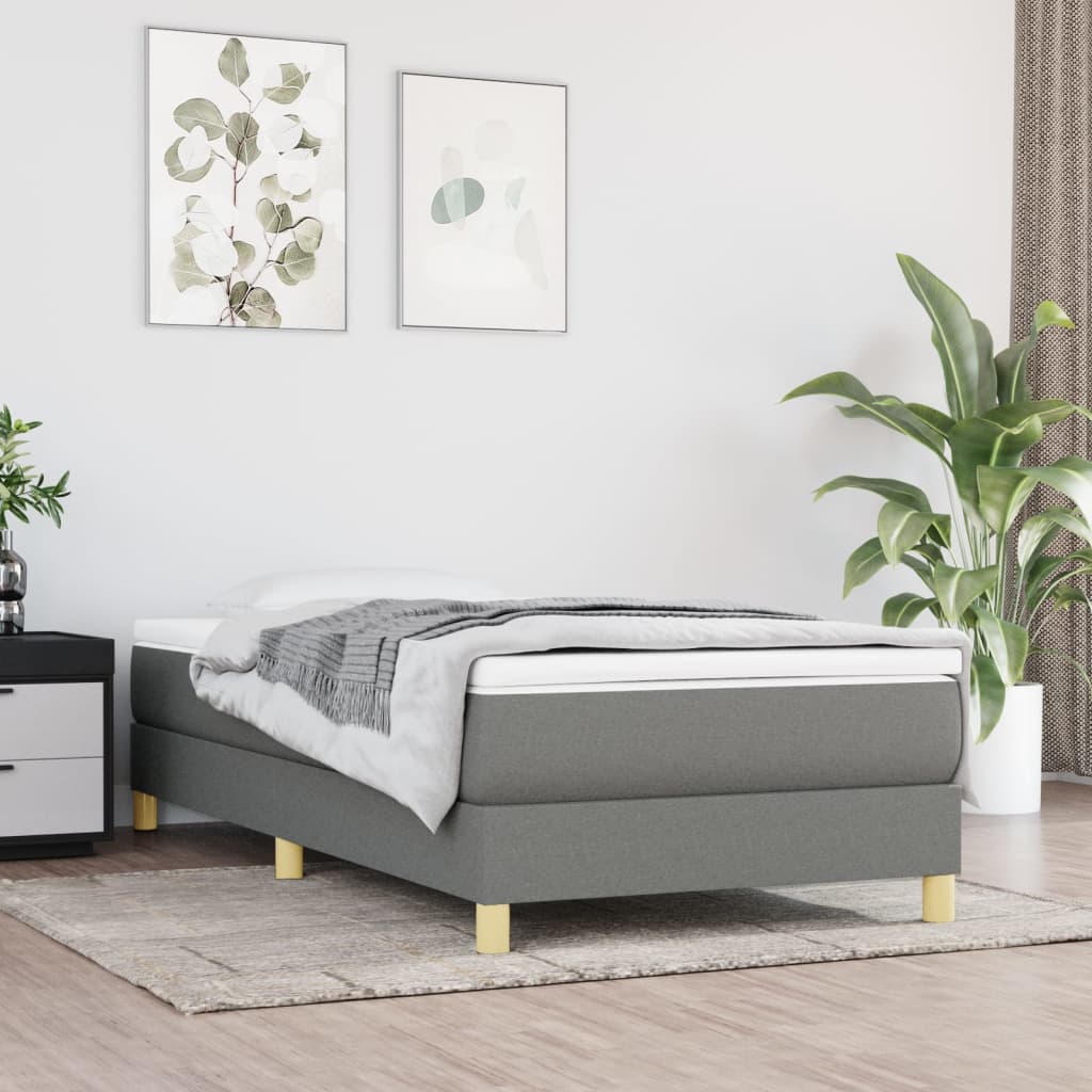 Box spring postel s matrací tmavě šedá 90x200 cm textil
