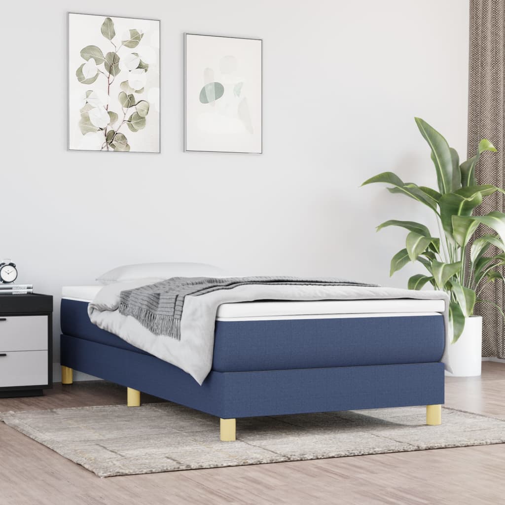 Box spring postel s matrací modrá 100 x 200 cm textil