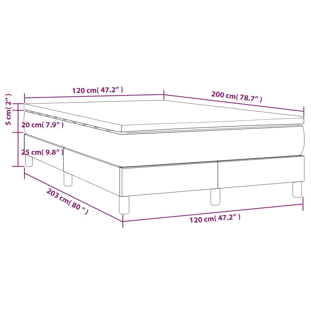 Pat box spring cu saltea, crem, 120x200 cm, textil