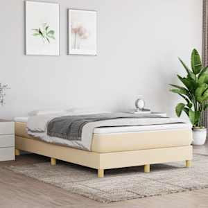 Box spring postelja z vzmetnico krem 120x200 cm blago