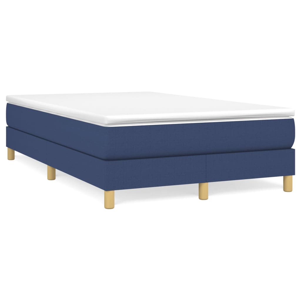Kék szövet rugós ágy matraccal 120 x 200 cm 
