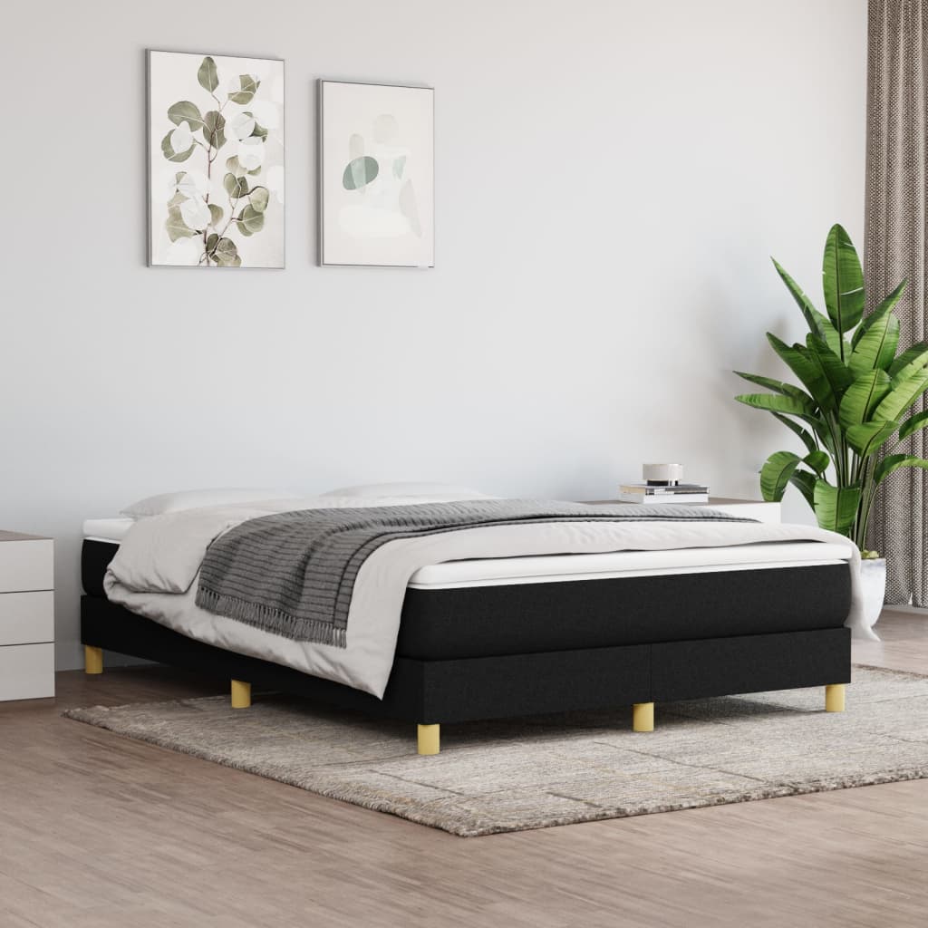 vidaXL Boxspringbett mit Matratze Schwarz 140x190 cm Stoff