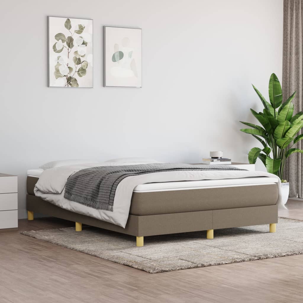 Lit à sommier tapissier avec matelas Taupe 140x200 cm Tissu