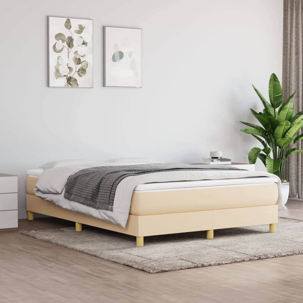 Boxspringbett mit Matratze Creme 140×200 cm Stoff