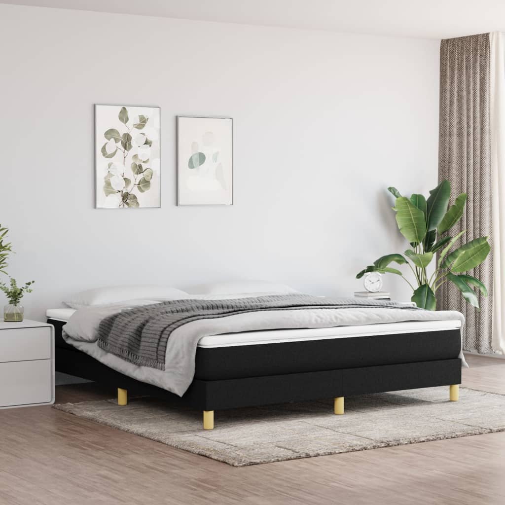 Lit à sommier tapissier avec matelas Noir 160x200 cm Tissu