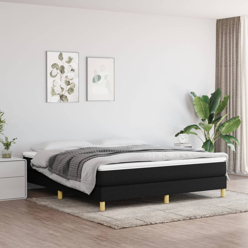 Boxspringbett mit Matratze Schwarz 180×200 cm Stoff