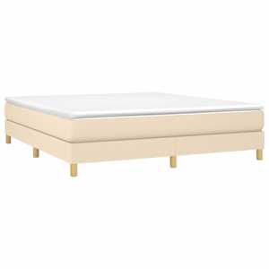 vidaXL Boxspring met matras stof cr&egrave;mekleurig 180x200 cm