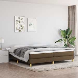 Box spring postelja z vzmetnico temno rjav 200x200 cm blago