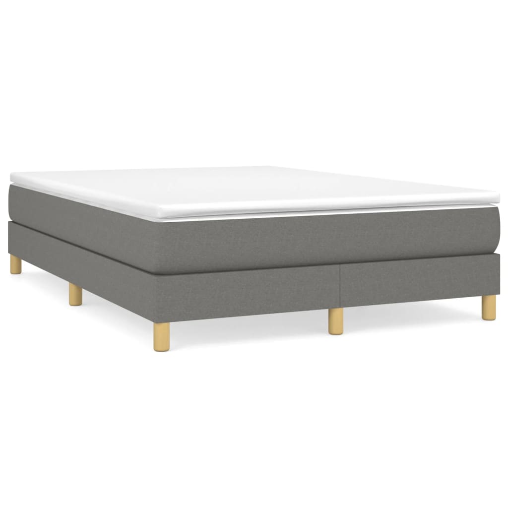 Image of vidaXL Box Spring Bed with Mattress Dark Grey 137x190 cm Full Fabric