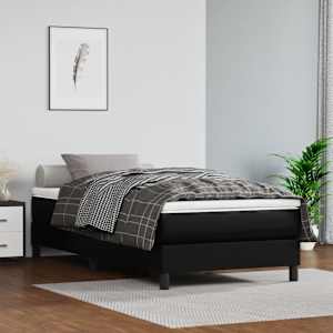 Box spring postel s matrací černá 80 x 200 cm umělá kůže - obrázek 1