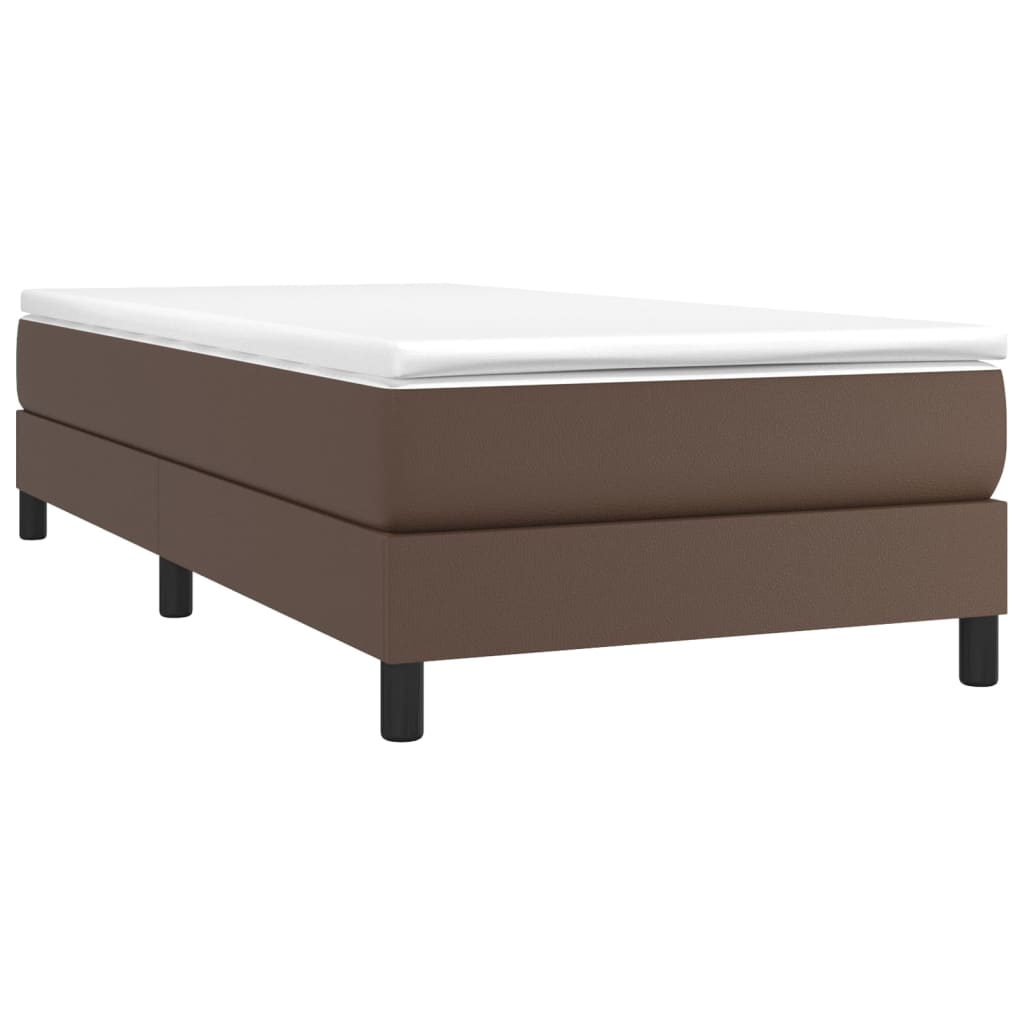 vidaXL Κρεβάτι Boxspring με Στρώμα Καφέ 80 x 200 εκ. Συνθετικό Δέρμα