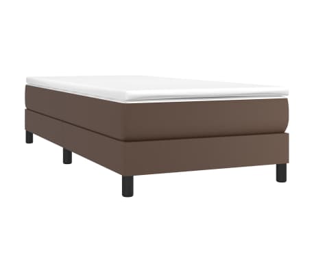 vidaXL Cama com molas/colchão 80x200 cm couro artificial castanho