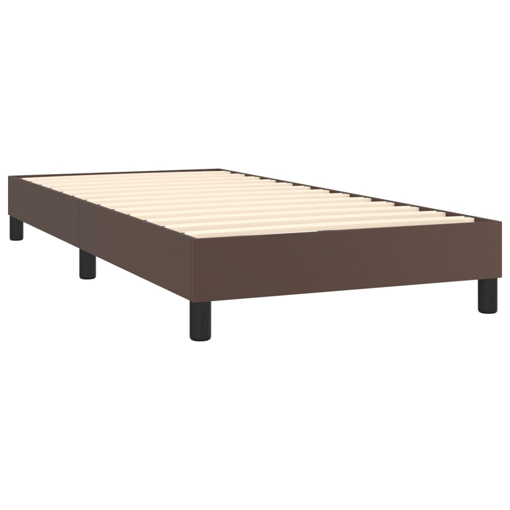 Box spring postel s matrací hnědá 90x200 cm umělá kůže