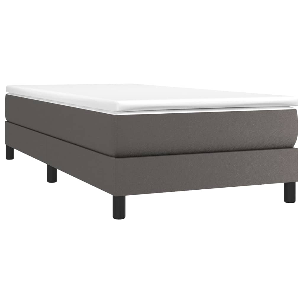 vidaXL Boxspring met matras kunstleer grijs 90x200 cm afbeelding