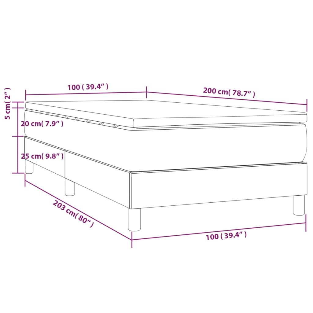 Pat box spring cu saltea, negru, 100x200 cm, piele ecologică